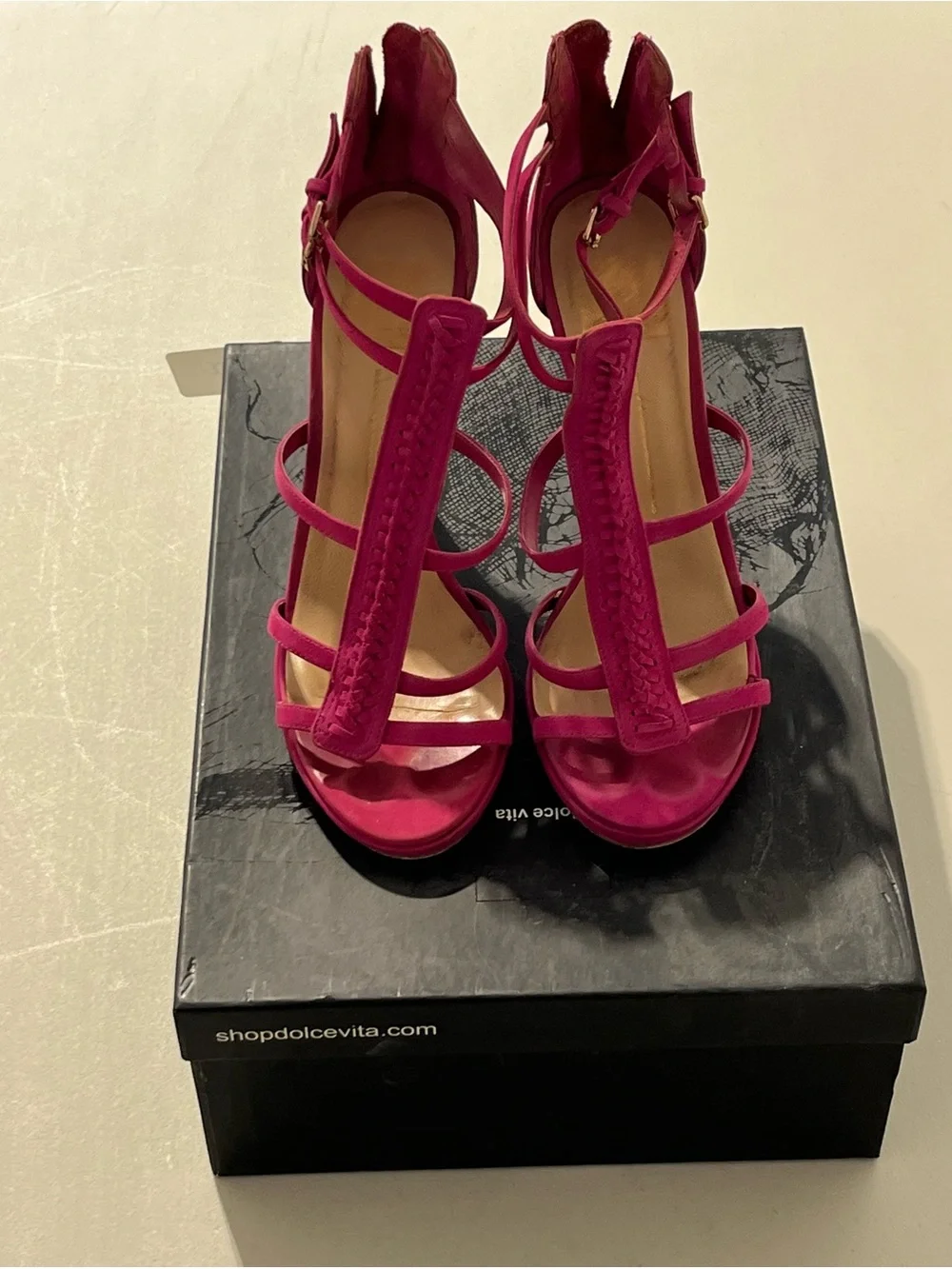 Dolce Vita Hot Pink Strappy Braided High Heel Sandals